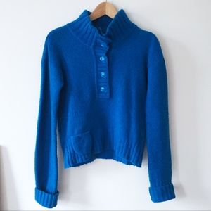 Miss Sixty Fuzzy Bright Blue Mock-Neck Sweater
